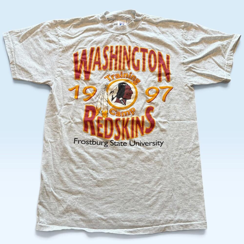 Vtg Washington Redskins Shirt Mens M Gray NFL Football Training Camp Logo 7 90s